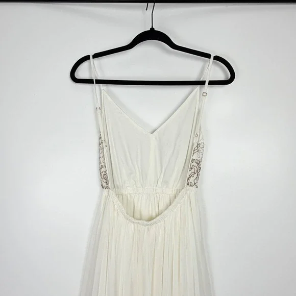 Raga Womens Beige Beaded V Neck Embellished Boho Elegant Maxi Dress M - Picture 6 of 9